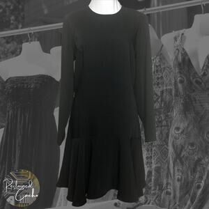 A by Amanda Black Long Sleeve Peplum Dress - Size Medium